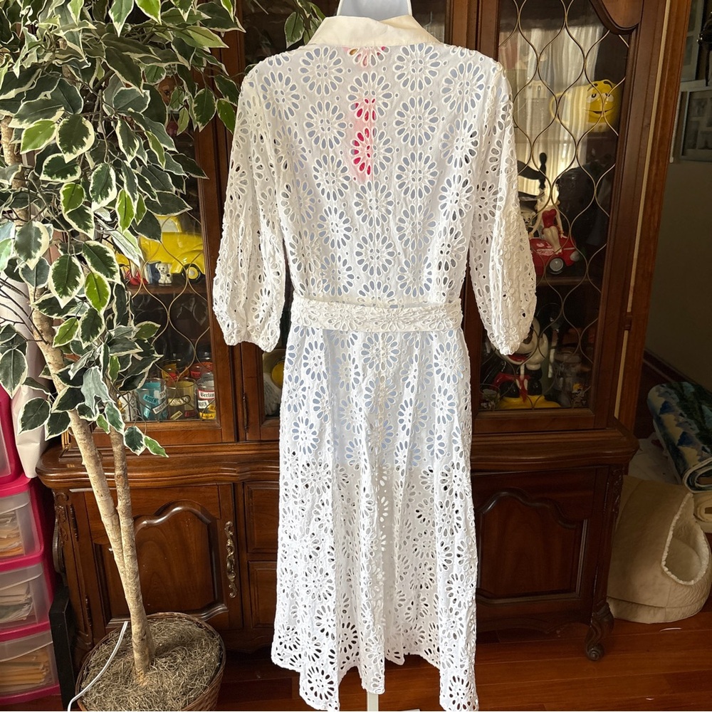 NEW Lilly Pulitzer Mialynn Midi Eyelet Shirt Dress White Pinwheel Women’s 8 NWT - Picture 5 of 9